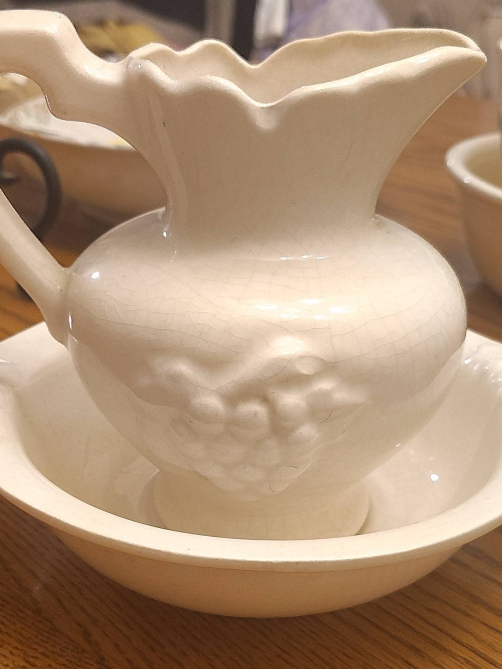 Classic Cream Ceramic Pitcher and Basin - Elegant Home Art
